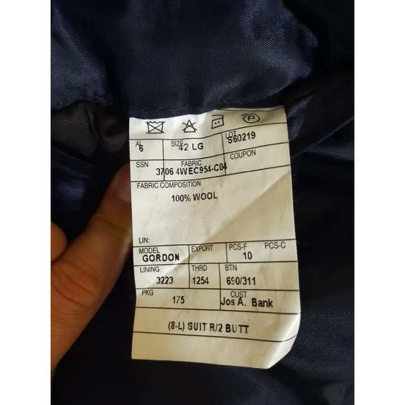Jos A Bank Mens Suit 42L 46" 36x31 Blue Stripe Jacket Blazer Sport Coat Wool - Picture 12 of 15